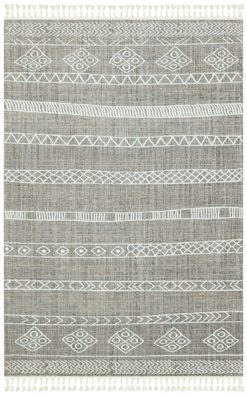 Machine Made Area Rug - Brown Geometric Cotton Yarn Carpet for Living Room