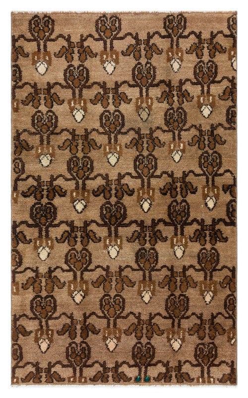 Kavala Brown Classic Wool Handmade Area Rug 3'3" x 5'5"
