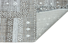 Machine Made Area Rug - Brown Geometric Cotton Yarn Carpet for Living Room