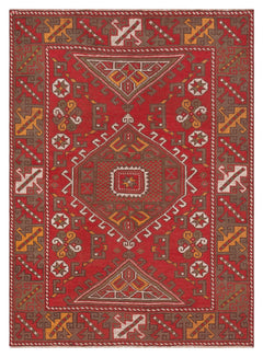 Kavala Red Classic Wool Handmade Area Rug 4'1" x 5'6"