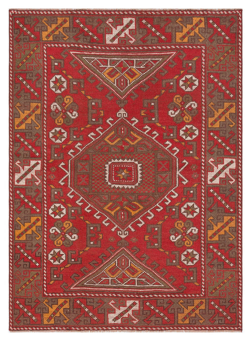 Kavala Red Classic Wool Handmade Area Rug 4'1" x 5'6"