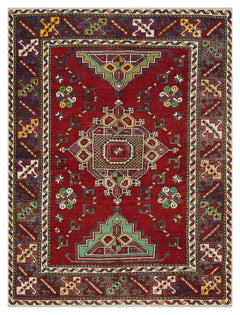 Kavala Red Classic Wool Handmade Area Rug 4'5" x 5'10"