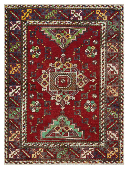 Kavala Red Classic Wool Handmade Area Rug 4'5" x 5'10"