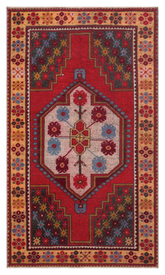 Kavala Red Classic Wool Handmade Area Rug 3'7" x 6'2"