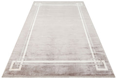 Machine Made Area Rug - Grey Frame Rug | Art Deco Carpet, Soft Texture, Easy To Clean