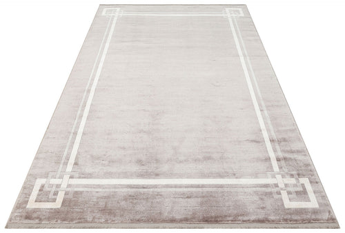 Machine Made Area Rug - Grey Frame Rug | Art Deco Carpet, Soft Texture, Easy To Clean