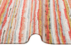 Cotton Kilim Carpet - Durable Orange Striped Woven Flatweave Rug With Soft Texture