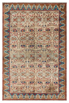 Kavala Beige Classic Wool Handmade Area Rug 4'4" x 6'7"