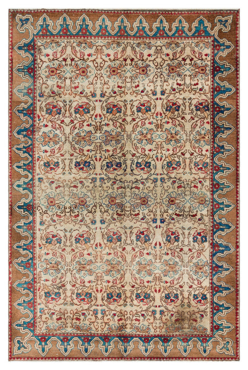 Kavala Beige Classic Wool Handmade Area Rug 4'4" x 6'7"