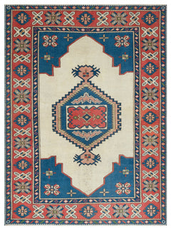 Kavala Red Classic Wool Handmade Area Rug 5'11" x 8'1"