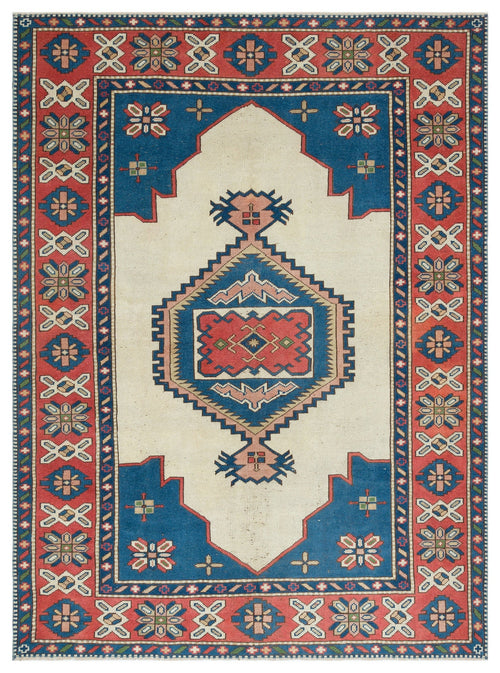 Kavala Red Classic Wool Handmade Area Rug 5'11" x 8'1"