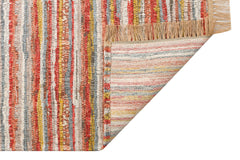 Cotton Kilim Carpet - Durable Orange Striped Woven Flatweave Rug With Soft Texture