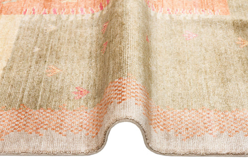 Handmade Viscose Rug – Beige Geometric Area Rug with Soft Texture & Easy Clean