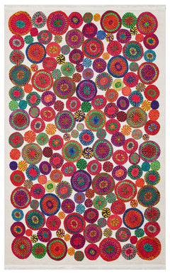 Washable Area Rug - Larvik White Geometric Washable Non Slip Flatweave Carpet