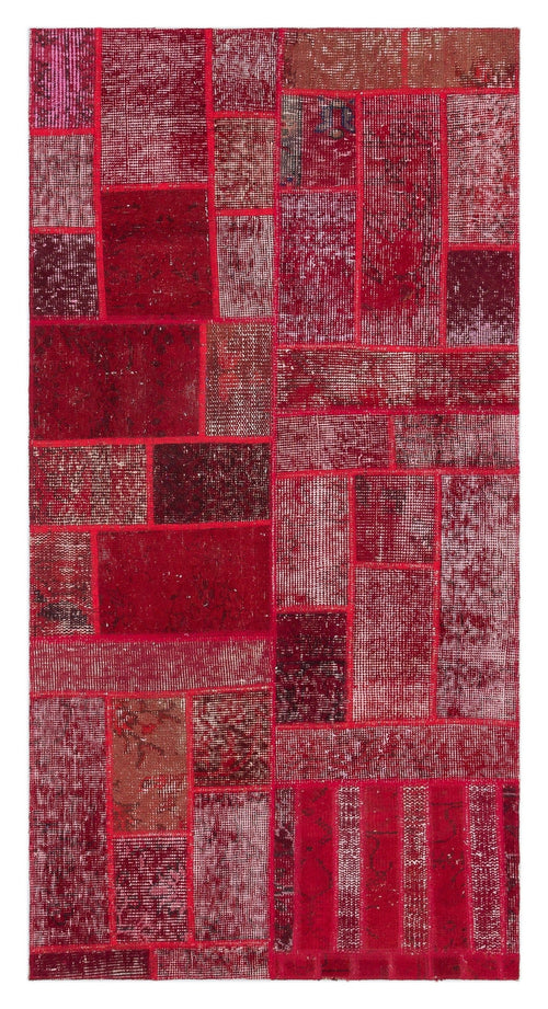 Iskece Red Vintage Wool Handmade Area Rug 2'7" x 5'0"