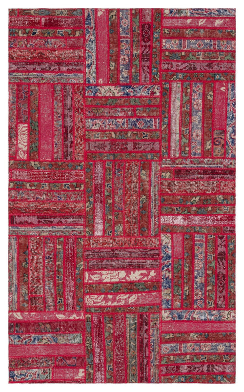 Iskece Red Vintage Wool Handmade Area Rug 4'0" x 6'7"