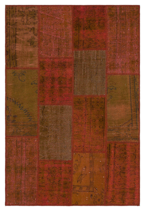 Iskece 33858 Orange Vintage Wool Handmade Area Rug 3'11" x 5'11"