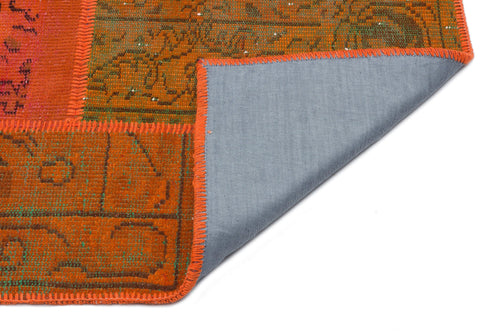 Iskece 33861 Orange Vintage Wool Handmade Area Rug 3'11" x 5'11"