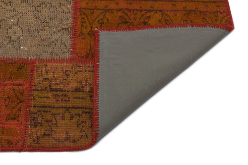 Iskece 33864 Brown Patchwork Wool Handmade Area Rug 3'11" x 6'0"