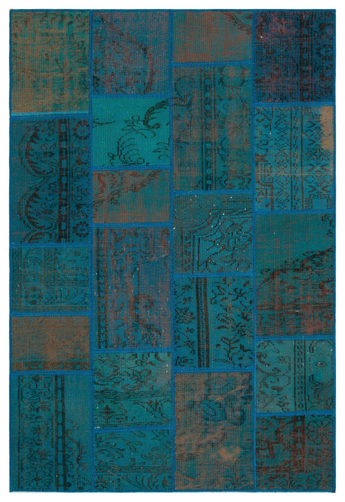 Iskece Turquoise Vintage Wool Handmade Area Rug 5'3" x 7'8"