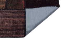 Iskece 33866 Burgundy Patchwork Wool Handmade Area Rug 5'3" x 7'7"