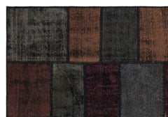 Iskece 33866 Burgundy Patchwork Wool Handmade Area Rug 5'3" x 7'7"