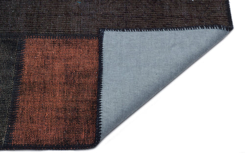 Iskece 33873 Black Patchwork Wool Handmade Area Rug 5'3" x 7'7"