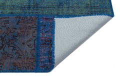 Iskece Purple 33874 Patchwork Wool Handmade Area Rug 5'3" x 7'7"