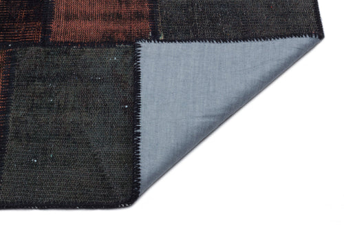 Iskece 33876 Brown Patchwork Wool Handmade Area Rug 5'3" x 7'7"