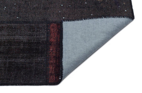 Iskece 33879 Burgundy Patchwork Wool Handmade Area Rug 5'3" x 7'7"