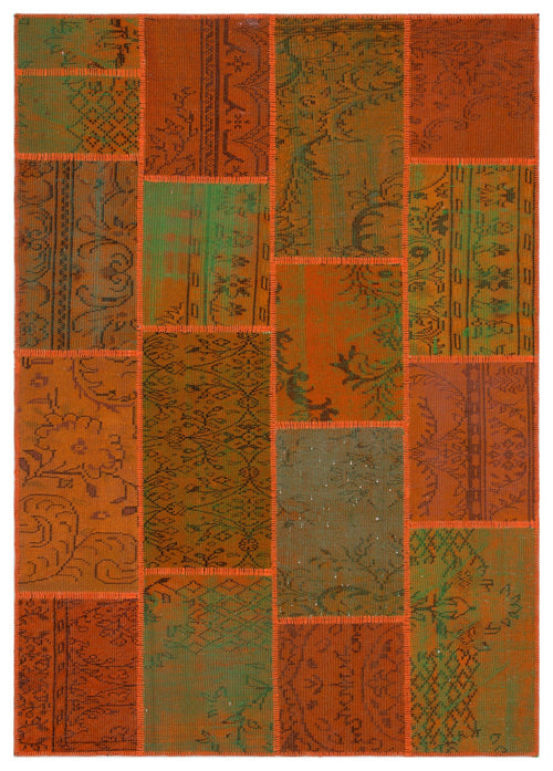 Iskece 33880 Orange Vintage Wool Handmade Area Rug 5'3" x 7'7"
