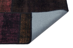 Iskece 33884 Burgundy Patchwork Wool Handmade Area Rug 5'3" x 7'7"