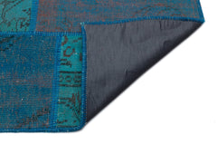 Iskece 33888 Turquoise Patchwork Wool Handmade Area Rug 5'3" x 7'7"