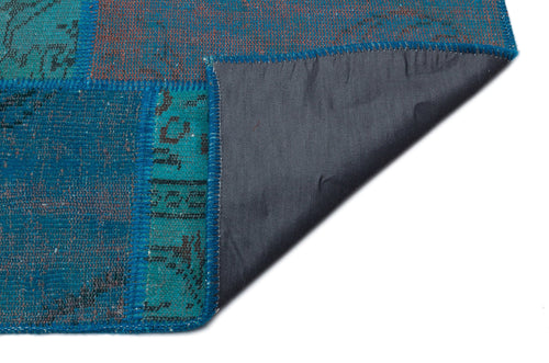 Iskece 33888 Turquoise Patchwork Wool Handmade Area Rug 5'3" x 7'7"