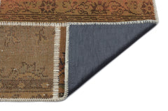 Iskece 33890 Brown Patchwork Wool Handmade Area Rug 5'3" x 7'7"