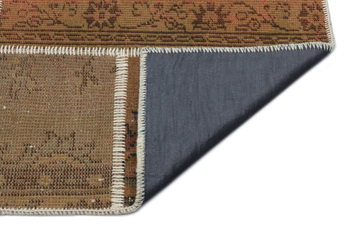 Iskece 33890 Brown Patchwork Wool Handmade Area Rug 5'3" x 7'7"