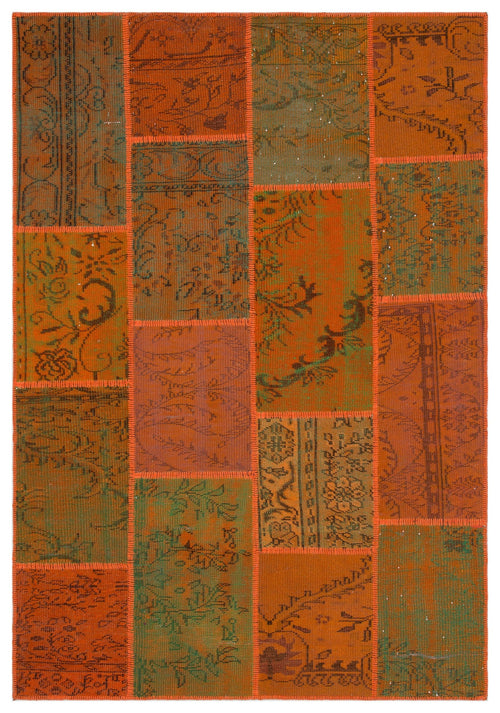 Iskece 33894 Orange Vintage Wool Handmade Area Rug 5'3" x 7'7"