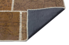 Iskece 33895 Brown Patchwork Wool Handmade Area Rug 5'3" x 7'7"