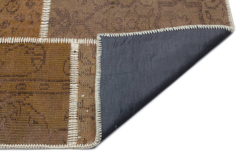 Iskece 33895 Brown Patchwork Wool Handmade Area Rug 5'3" x 7'7"