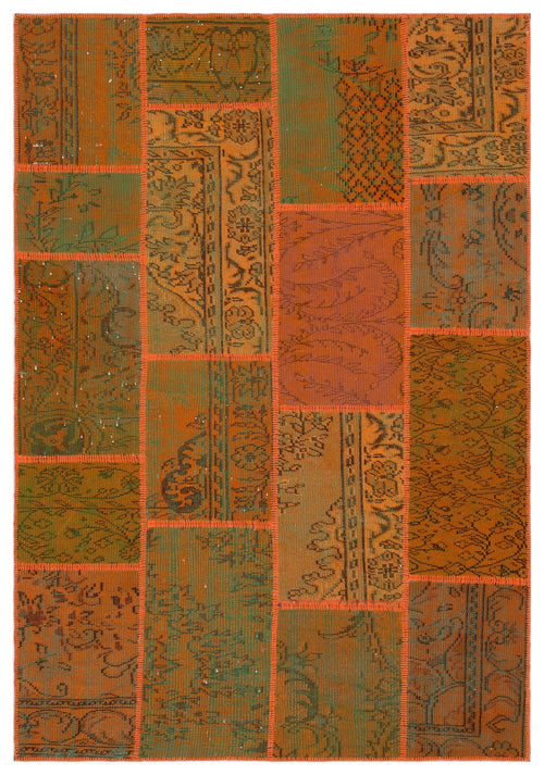 Iskece 33904 Orange Vintage Wool Handmade Area Rug 5'3" x 7'7"