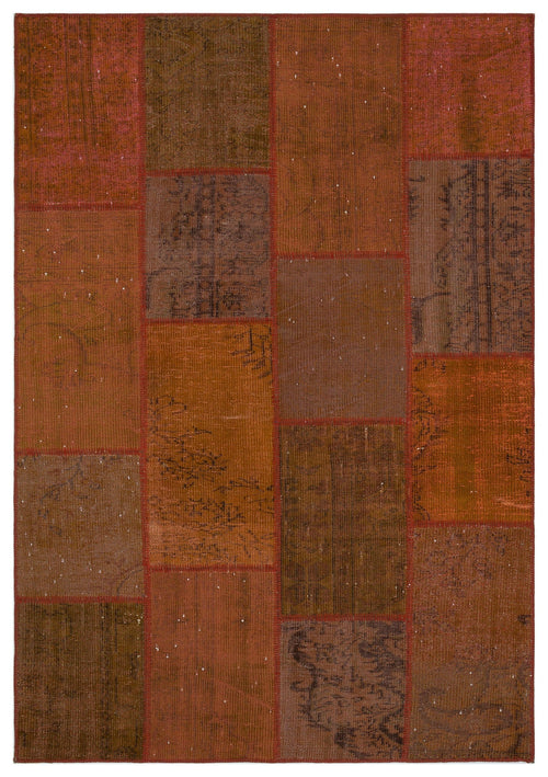 Iskece 33905 Orange Vintage Wool Handmade Area Rug 5'3" x 7'7"