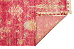Handmade Viscose Rug – Modern Red Area Rug With Floral Pattern, Soft Texture