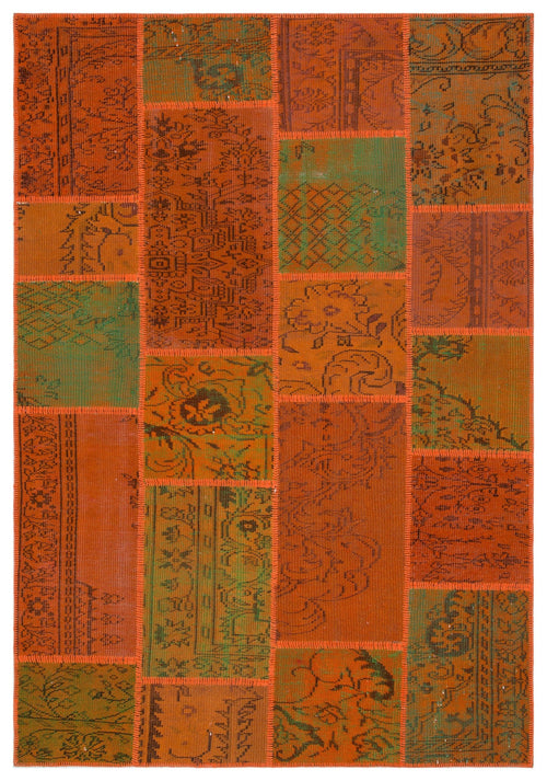 Iskece 33910 Orange Vintage Wool Handmade Area Rug 5'3" x 7'7"