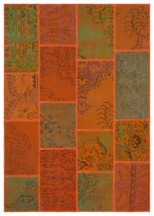 Iskece 33911 Orange Vintage Wool Handmade Area Rug 5'3" x 7'7"