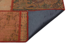 Iskece 33913 Brown Patchwork Wool Handmade Area Rug 5'3" x 7'7"