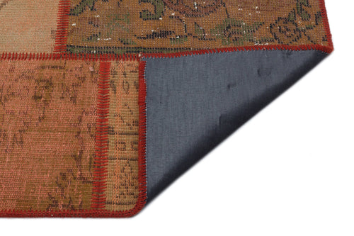 Iskece 33913 Brown Patchwork Wool Handmade Area Rug 5'3" x 7'7"