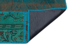Iskece 33916 Turquoise Patchwork Wool Handmade Area Rug 5'3" x 7'7"