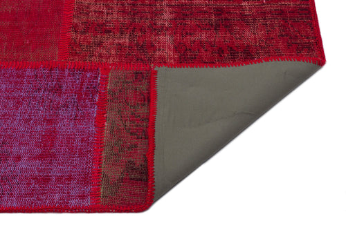 Iskece 33919 Red Patchwork Wool Handmade Area Rug 5'3" x 7'7"