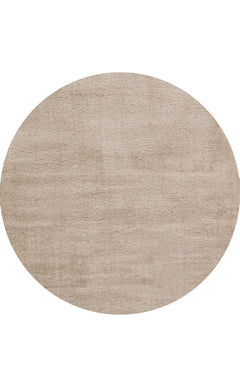 Modern Round Shaggy Rug - Beige Soft Textured Carpet With Anti Slip, Easy Clean