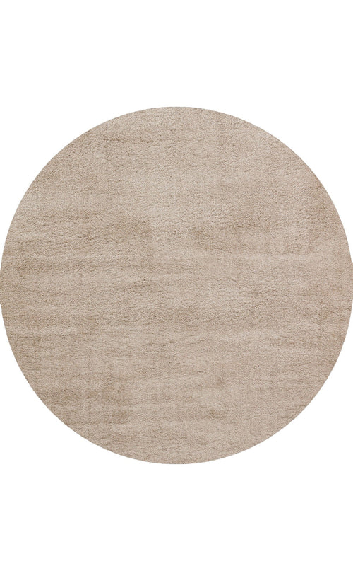 Modern Round Shaggy Rug - Beige Soft Textured Carpet With Anti Slip, Easy Clean
